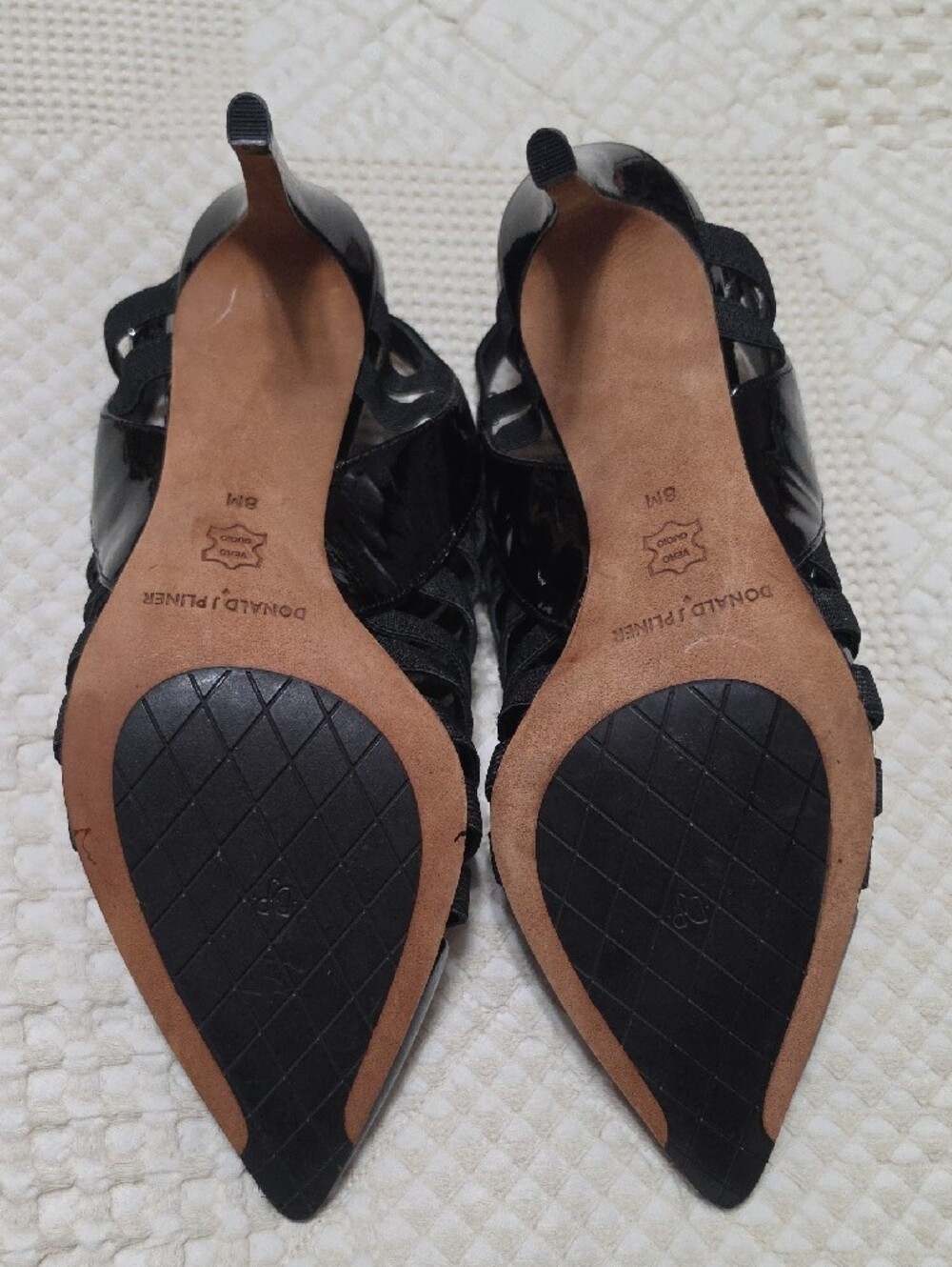 Donald J. Pliner Black Strappy Pointed Toe Slingback Heels - Picture 4 of 6